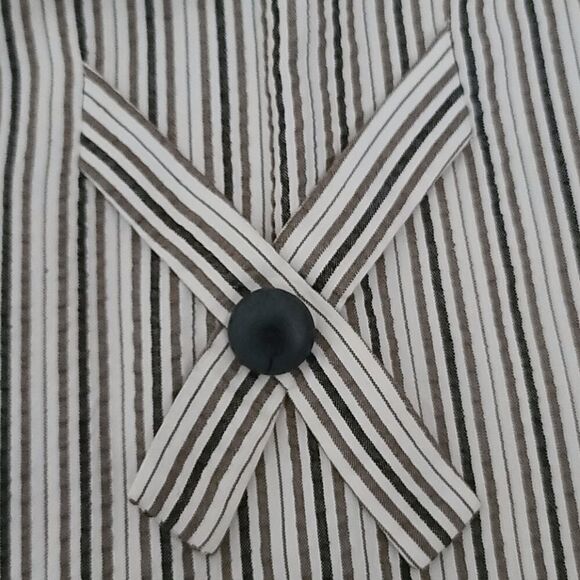 Vintage 70s Black Brown Striped Open Front Blazer - Picture 13 of 15